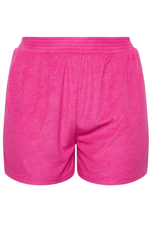 YOURS Plus Size Pink Towelling Beach Shorts | Yours Clothing 4