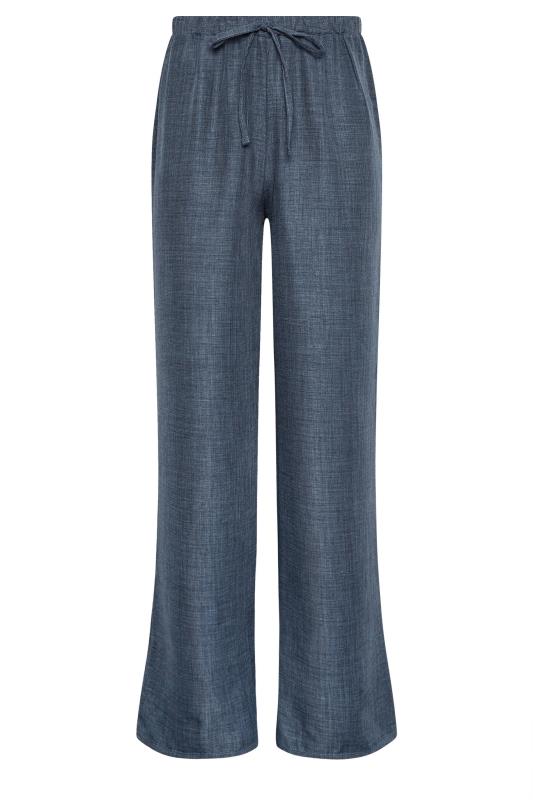 LTS Tall Women's Navy Blue Textured Wide Leg Trousers | Long Tall Sally 6