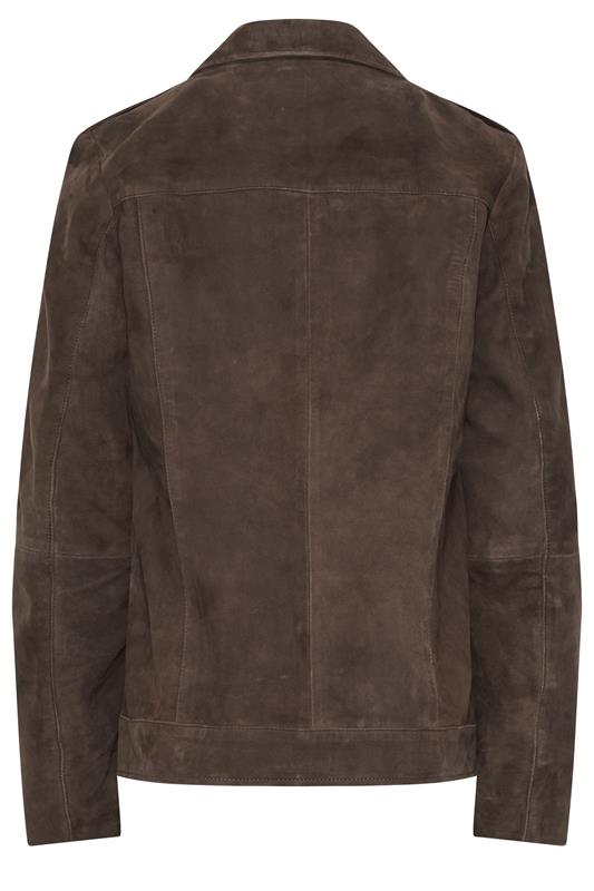 LTS PREMIUM Tall Women's Chocolate Brown Suede Biker Jacket | Long Tall Sally 2