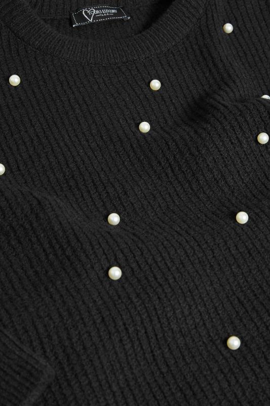 YOURS LUXURY Plus Size Black Embellished Dipped Hem Jumper | Yours Clothing 9