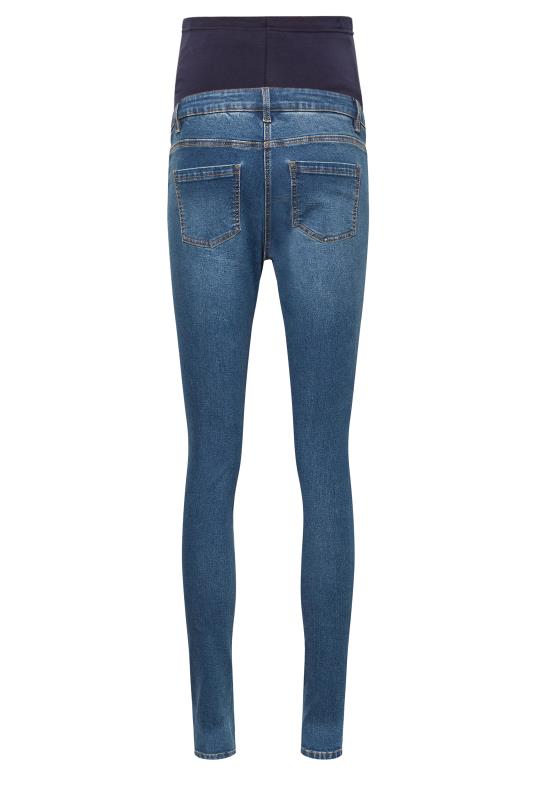 LTS Tall Women's Maternity Mid Blue Distressed AVA Skinny Jeans | Long Tall Sally 5