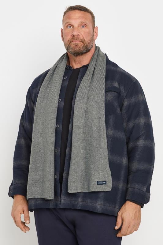 JACK & JONES Grey Melange Knitted Scarf | BadRhino 1