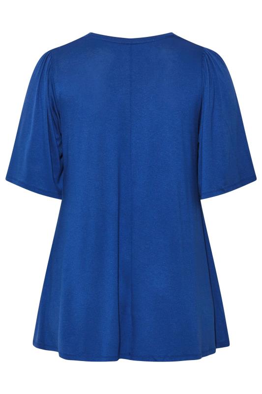Plus Size Cobalt Blue Pleat Angel Sleeve Swing Top | Yours Clothing 7