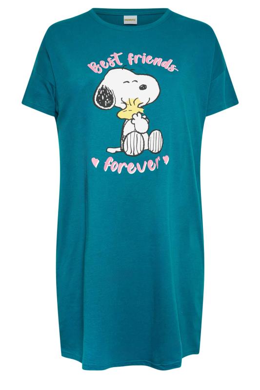 YOURS Plus Size Green Snoopy 'Best Friends' Sleep Tee Nightdress | Yours Clothing 5