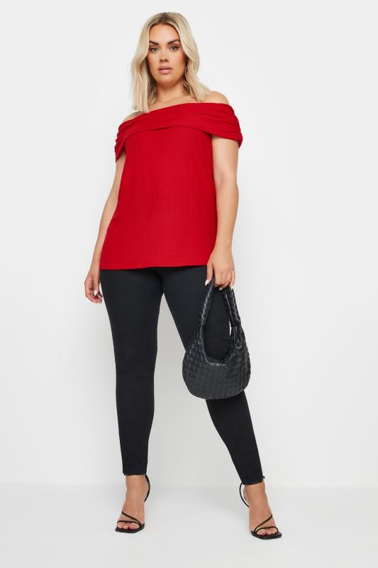 LIMITED COLLECTION Plus Size Red Bardot Top | Yours Clothing 2