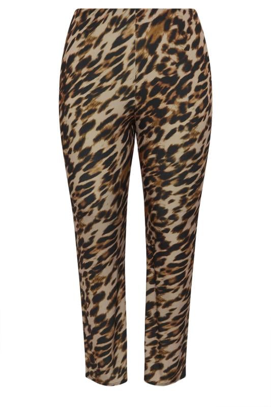 LIMITED COLLECTION Plus Size Brown Leopard Print Flared Trousers | Yours Clothing 5