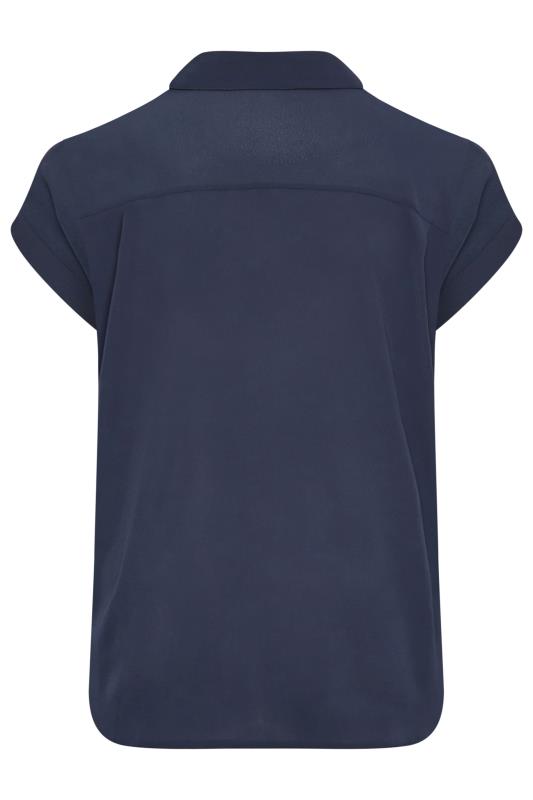 YOURS Curve Plus Size Navy Blue Collared Shirt | Yours Clothing  7