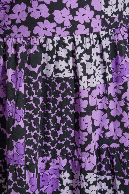 LIMITED COLLECTION Plus Size Purple Ditsy Print Tie Details Tiered Midi Dress | Yours Clothing 5