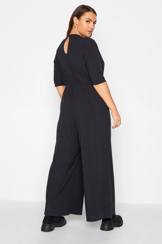 LIMITED COLLECTION Black Ribbed Wrap Jumpsuit_C.jpg