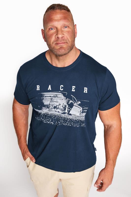 BadRhino Big & Tall Navy Blue Racer Graphic Print T-Shirt_A.jpg