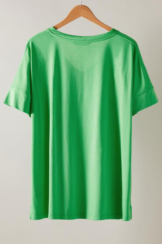 EVANS Plus Size Green V-Neck Modal Rich T-Shirt | Evans 6