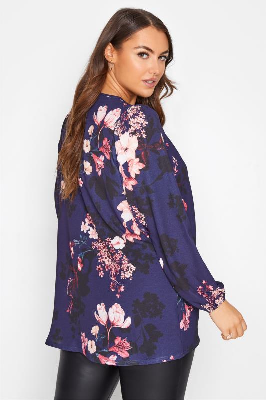 YOURS LONDON Navy Floral Blouse_B.jpg
