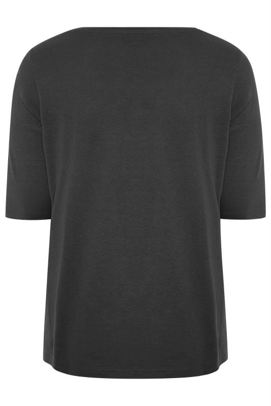Plus Size Black V-Neck Cotton T-Shirt | Yours Clothing 5