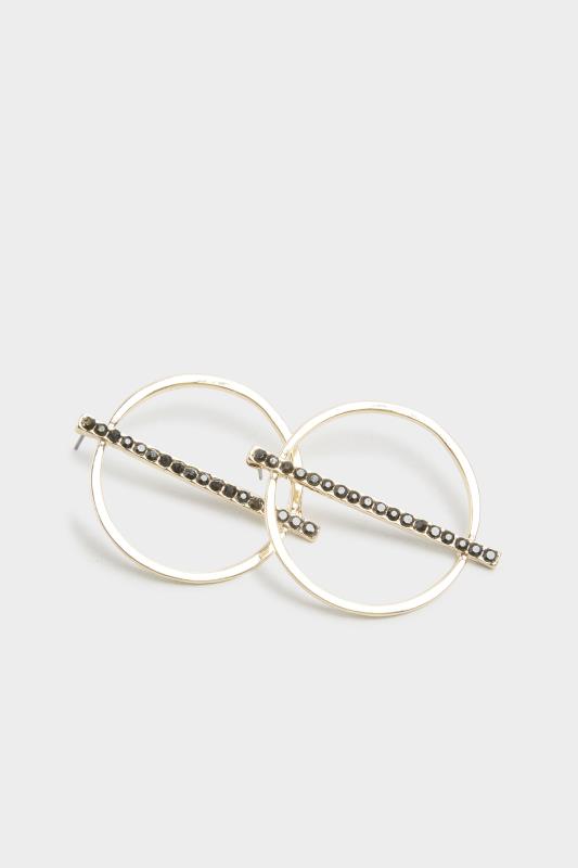 Plus Size Gold Tone Circle Diamante Earrings | Yours Clothing 3