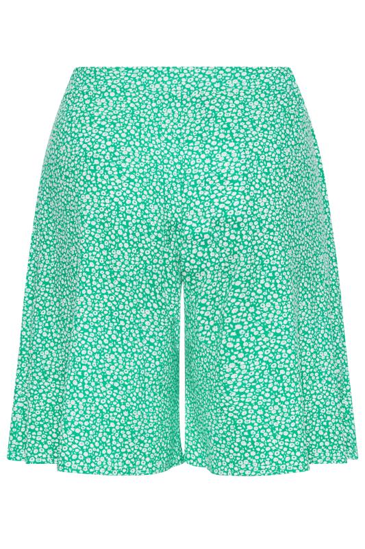 YOURS Plus Size Green Ditsy Print Jersey Shorts | Yours Clothing 6