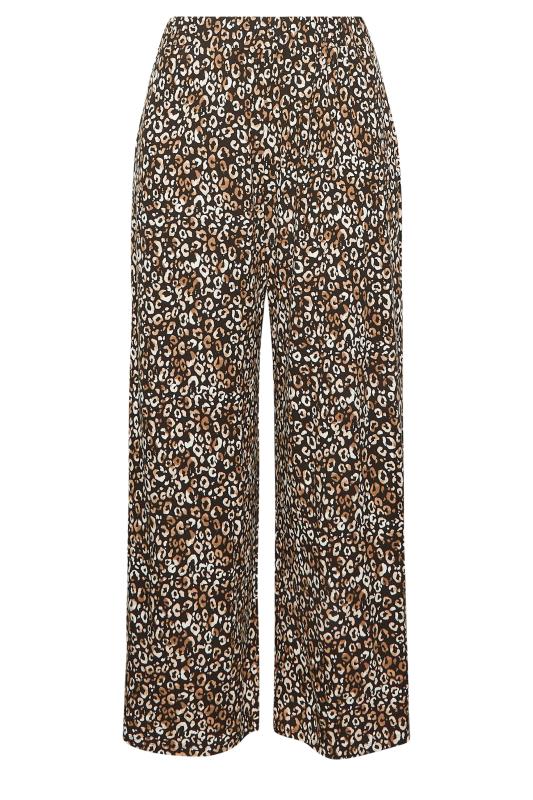 YOURS Curve Gold Leopard Print Wide Leg Stretch Trousers 5