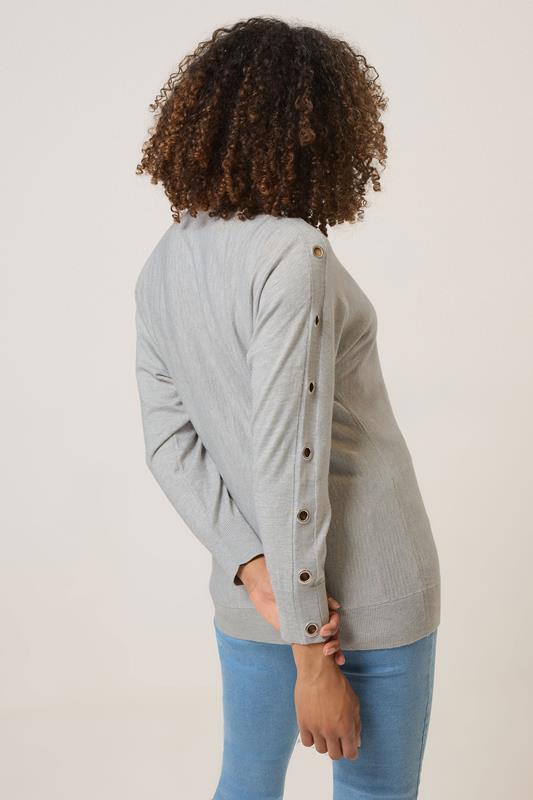 M&Co Grey Marl Batwing Eyelet Jumper | M&Co 4