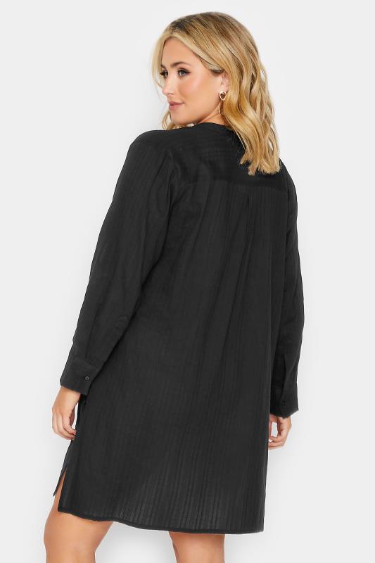 YOURS Plus Size Black Collarless Beach Shirt | Yours Clothing 3