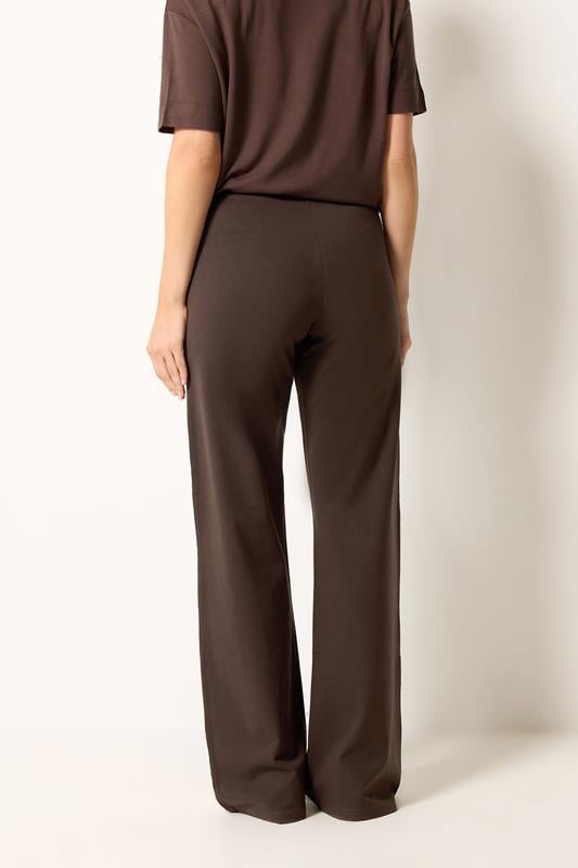 LTS Tall Women's Chocolate Brown Cotton Wide Leg Yoga Pants | Long Tall Sally 2