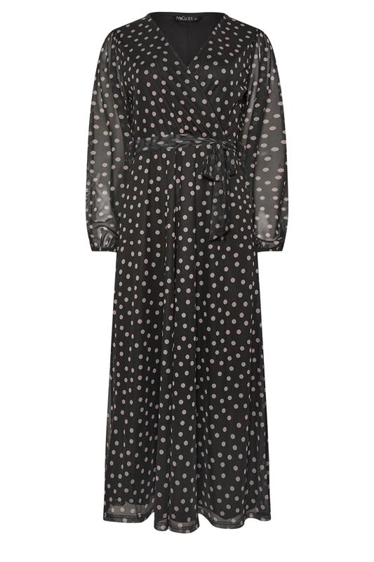 M&Co Black Polka Dot Mesh Wrap Dress | M&Co 5