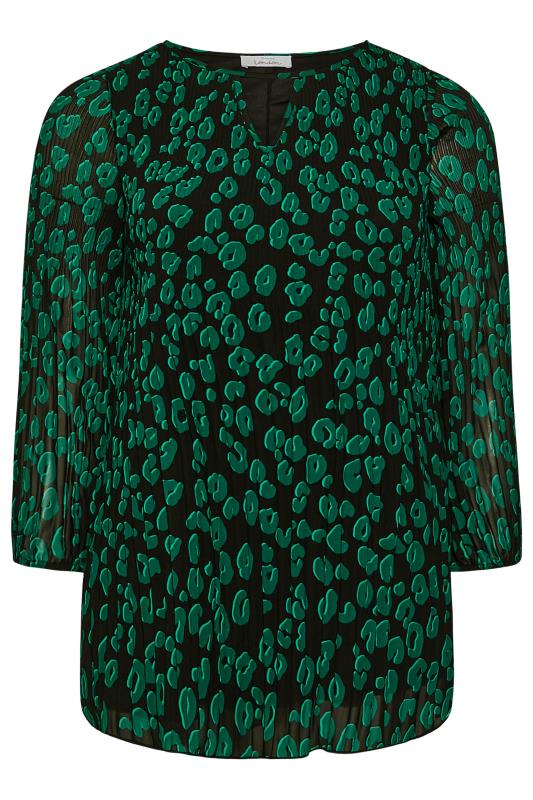 YOURS LONDON Plus Size Green Leopard Print Pleat Blouse | Yours Clothing 6