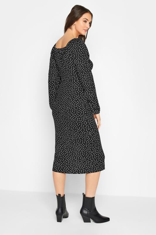 LTS Tall Women's Black Polka Dot Spilt Front Dress | Long Tall Sally 3