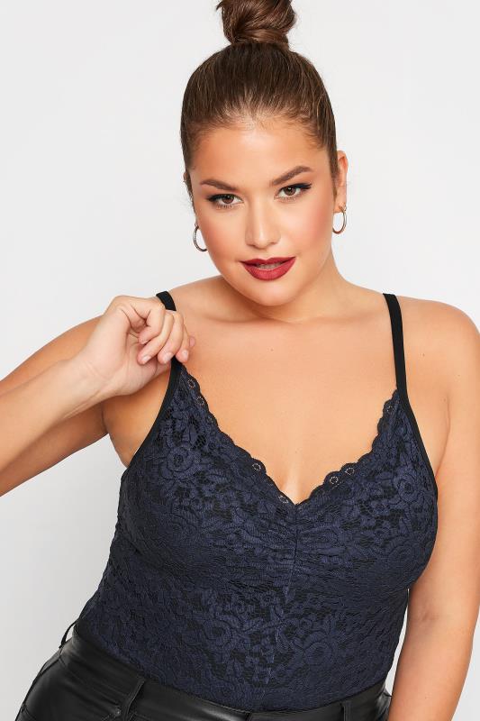 LIMITED COLLECTION Plus Size Navy Blue Lace Bodysuit | Yours Clothing 4