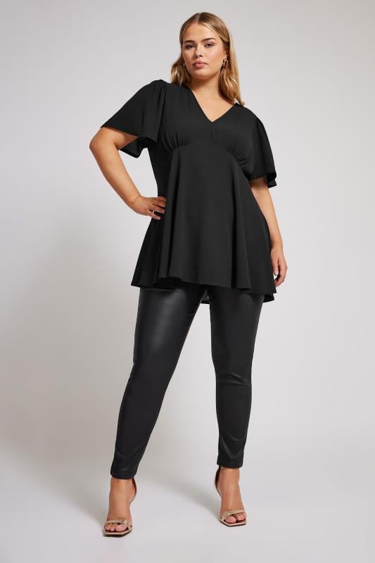 YOURS LONDON Plus Size Black Angel Sleeve Blouse | Yours Clothing 1