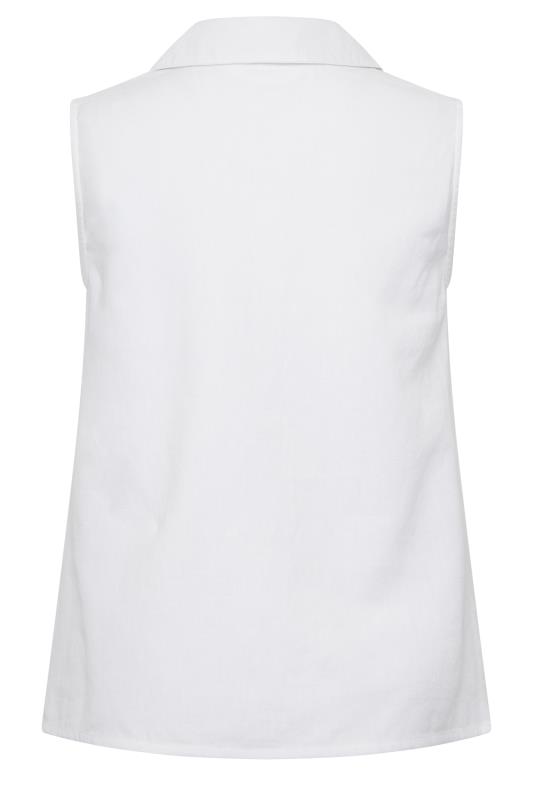 Petite White Linen Blend Sleeveless Shirt | PixieGirl 8
