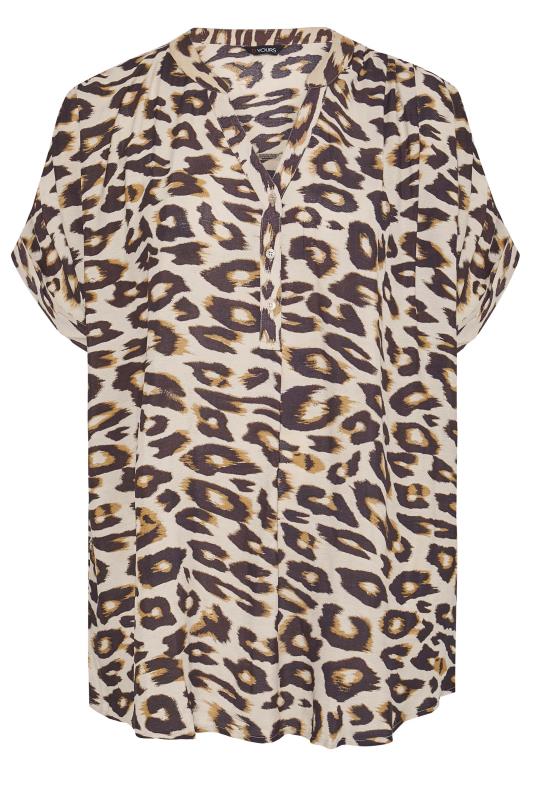 Curve Beige Brown Animal Print Grown On Sleeve Chiffon Shirt 7