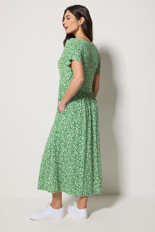 M&Co Green Floral V-Neck Midi Dress | M&Co 2