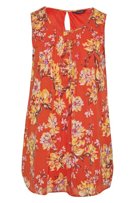 Curve Red Floral Print Pleat Front Sleeveless Blouse 6