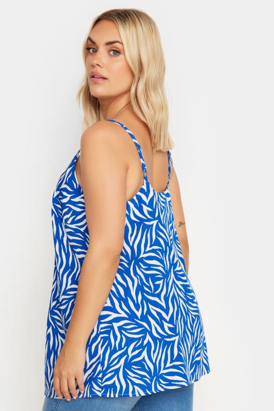 YOURS Plus Size Blue Zebra Print Cami Top | Yours Clothing 3