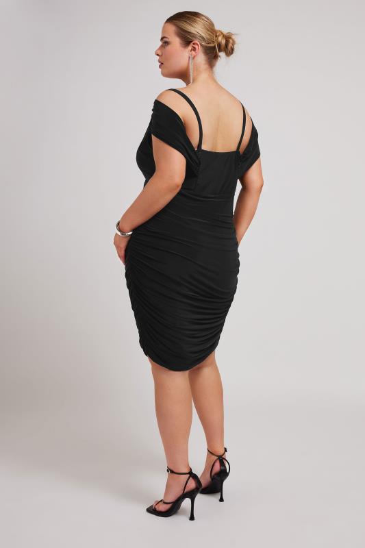 YOURS LONDON Curve Black Cold Shoulder Wrap Dress | Plus Size 3