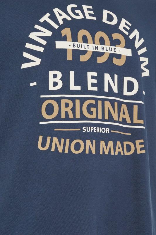 BLEND Big & Tall Navy Blue 'Vintage Denim' Printed T-Shirt | BadRhino 4