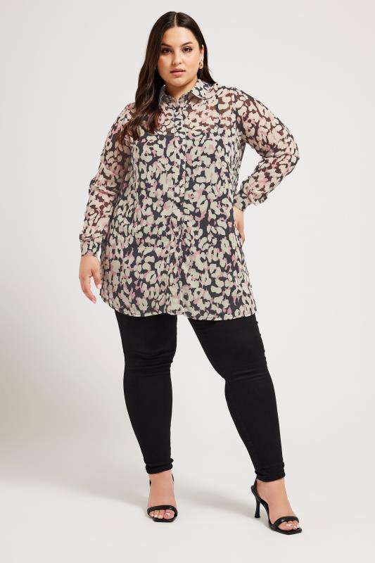 YOURS LONDON Plus Size Pink Animal Print  Longline Shirt | Yours Clothing 2
