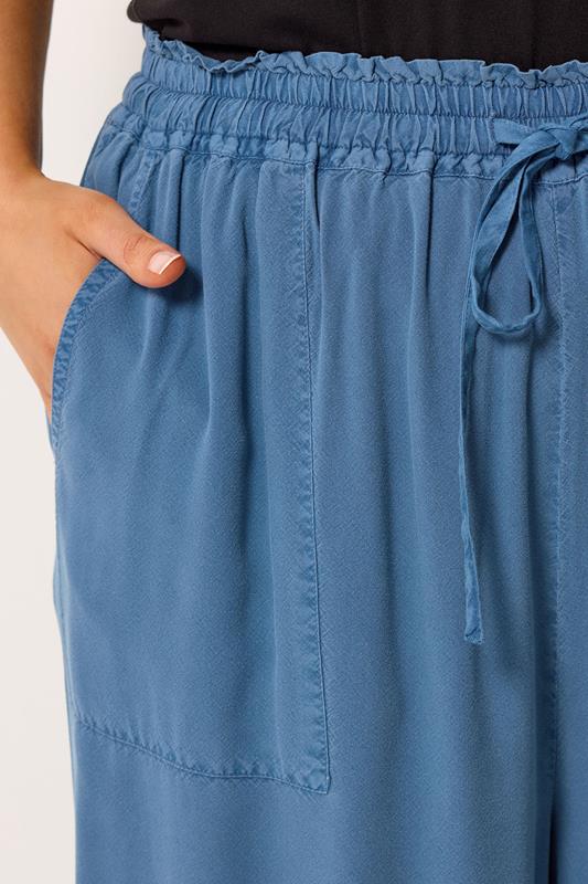 YOURS Plus Size Mid Blue Chambray Culottes | Yours Clothing 4