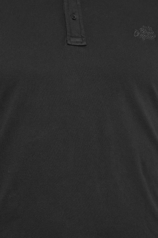 BLEND Big & Tall Black Washed Polo Shirt | BadRhino 2