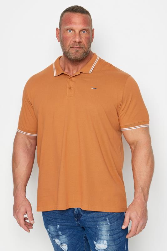 Men's  BadRhino Big & Tall Rust Orange Tipped Polo Shirt