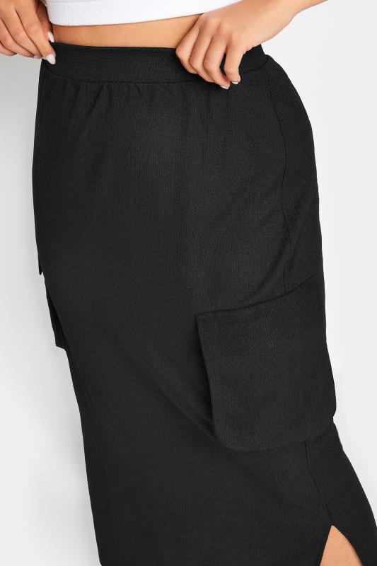 YOURS Plus Size Black Textured Utility Maxi Skirt | Yours Clothing 4