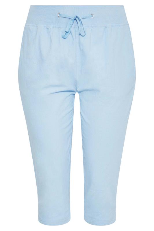 Plus Size Light Blue Cool Cotton Cropped Joggers | Yours Clothing 5