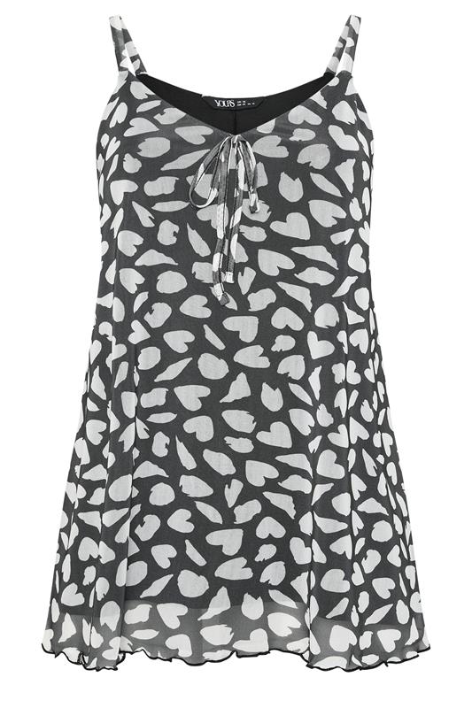 YOURS Plus Size Black Heart Mesh Vest Top | Yours Clothing 5