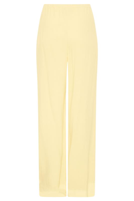 LTS Tall Lemon Yellow Linen Blend Wide Leg Trousers_BK.jpg