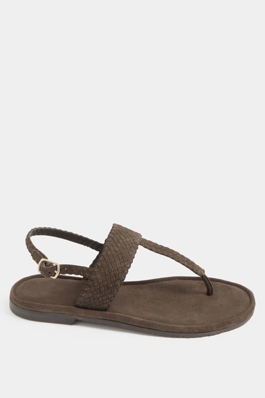 Chocolate Brown Woven Toe Post Sandals In Extra EEE Wide Fit | Yours Clothing 2