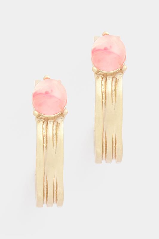 Gold Tone Gem Detailed Hoop Earring | Yours Clothing 1