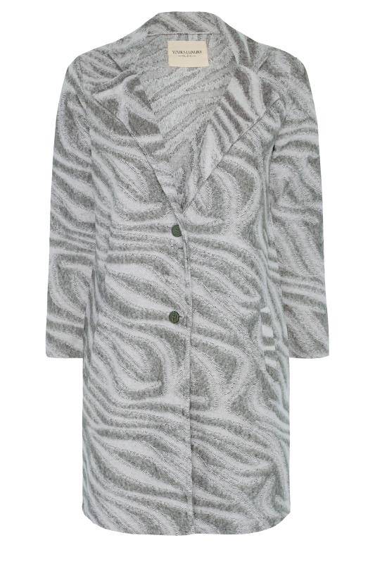 YOURS LUXURY Plus Size Grey Animal Print Faux Fur Jacket | Yours Clothing 7