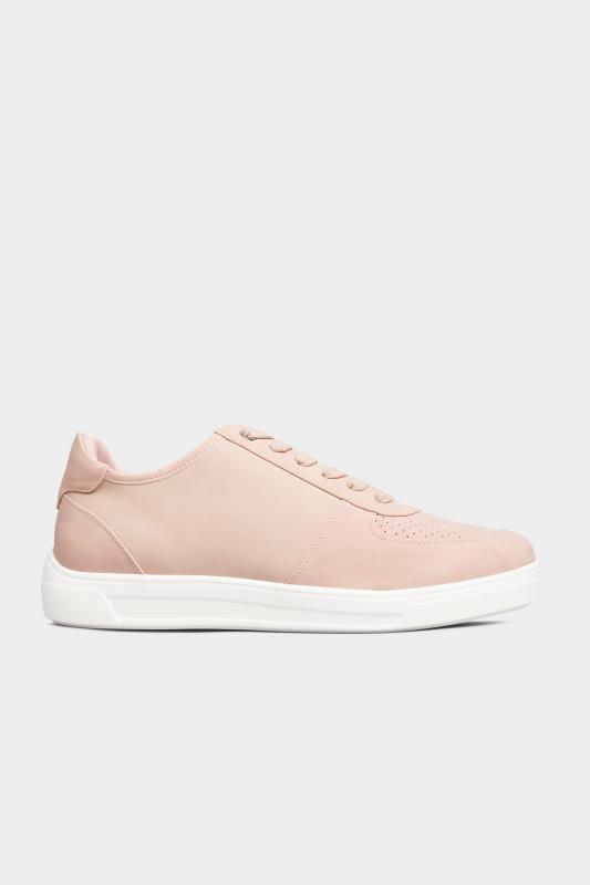 Pink Vegan Leather Lace Up Trainers In Extra Wide EEE Fit 4