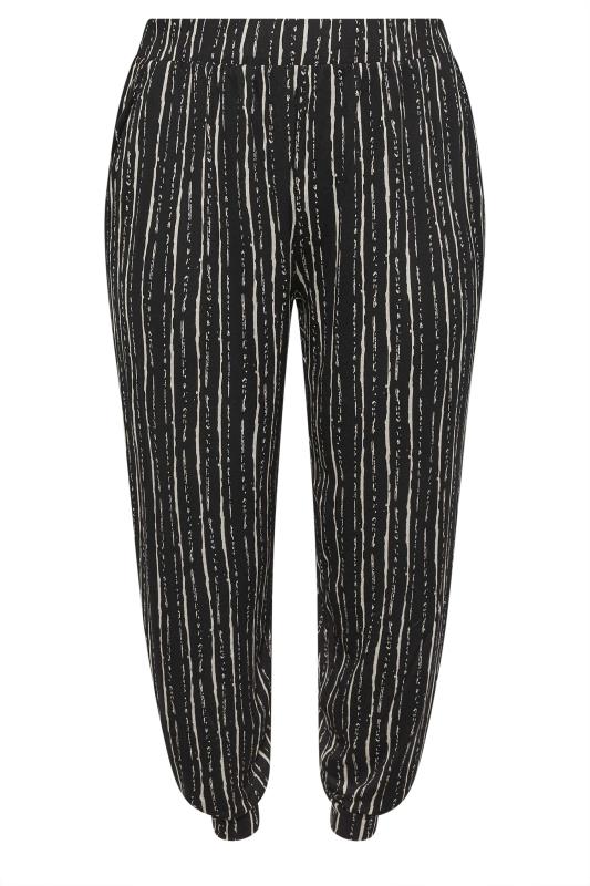 YOURS Plus Size Black Striped Harem Joggers | Yours Clothing 5