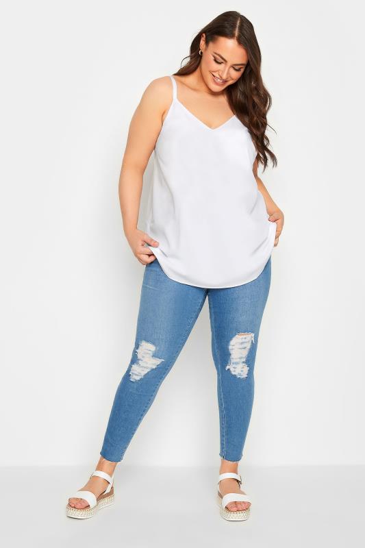 YOURS Curve Plus Size White Cami Vest Top | Yours Clothing  2