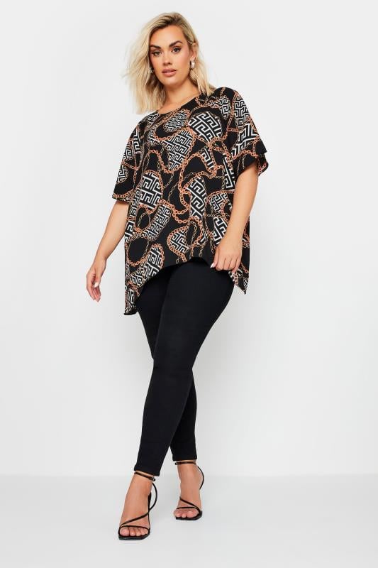 YOURS Plus Size Black Chain Print Blouse | Yours Clothing 3